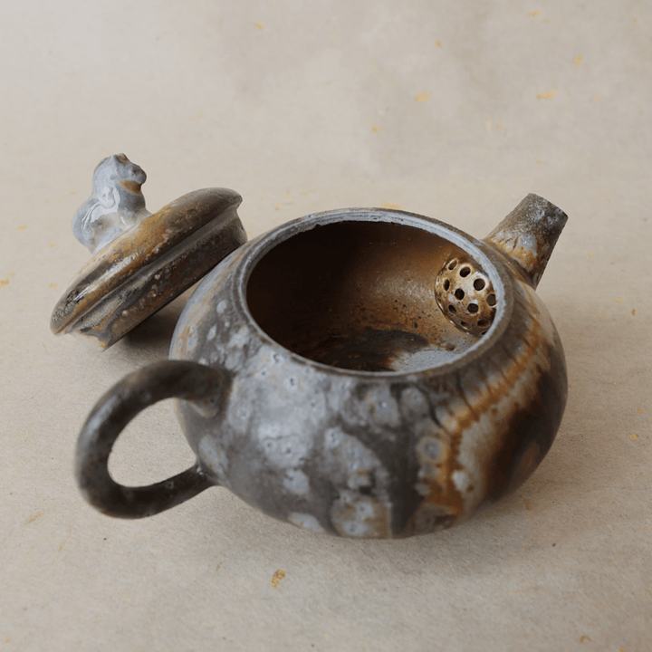 Jingdezhen Wood - Fired Animal Teapot - Tea and Whisk
