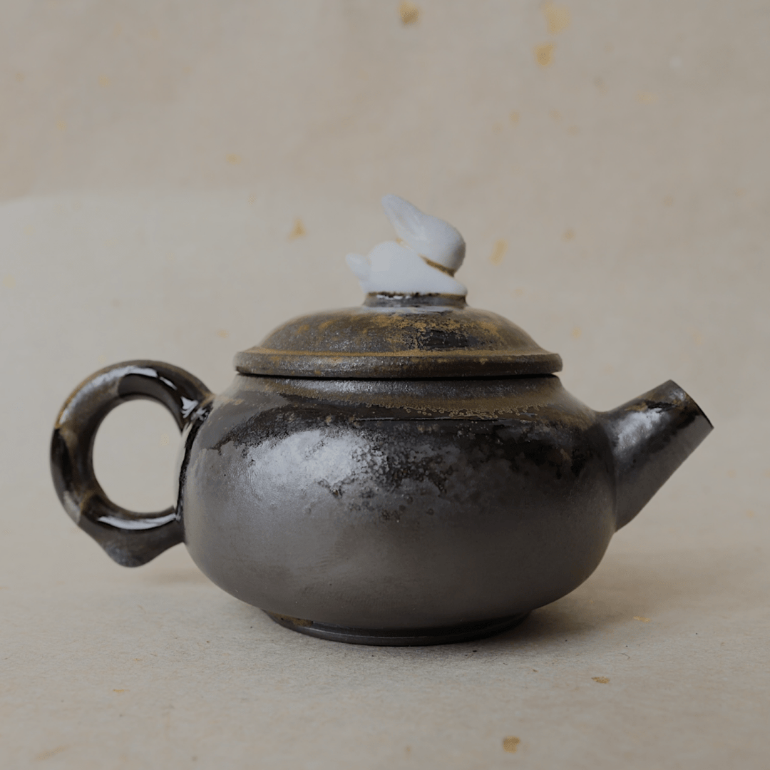 Jingdezhen Wood - Fired Animal Teapot - Tea and Whisk