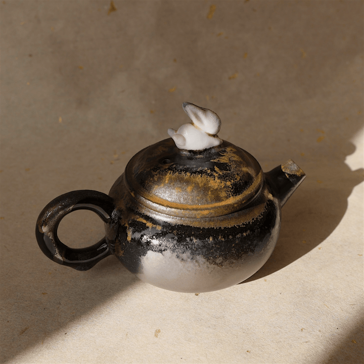 Jingdezhen Wood - Fired Animal Teapot - Tea and Whisk