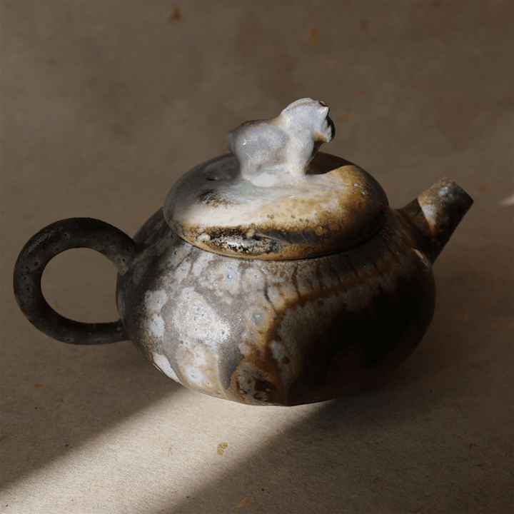 Jingdezhen Wood - Fired Animal Teapot - Tea and Whisk