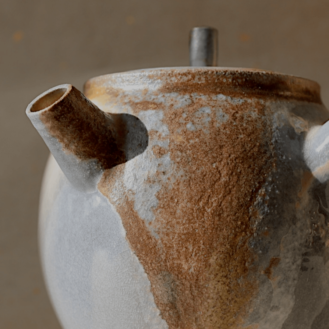 Jingdezhen Wood - Fired Side Handled Teapot - Tea and Whisk