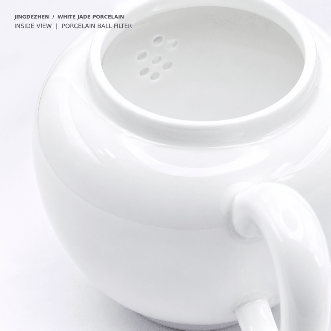 Jingdezhen “Yuanrong” White Jade Porcelain Gongfu Teapot 240ml - Tea and Whisk
