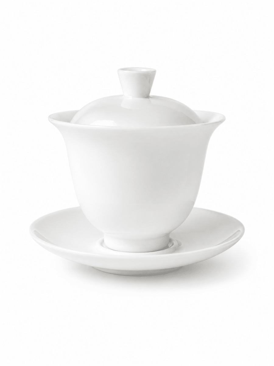 Jingdezhen “Zhe Yao” Graceful Waist Pure White Jade Porcelain Gaiwan - Tea and Whisk