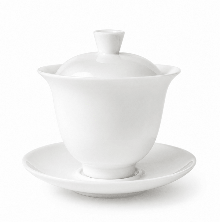 Jingdezhen “Zhe Yao” Graceful Waist Pure White Jade Porcelain Gaiwan - Tea and Whisk