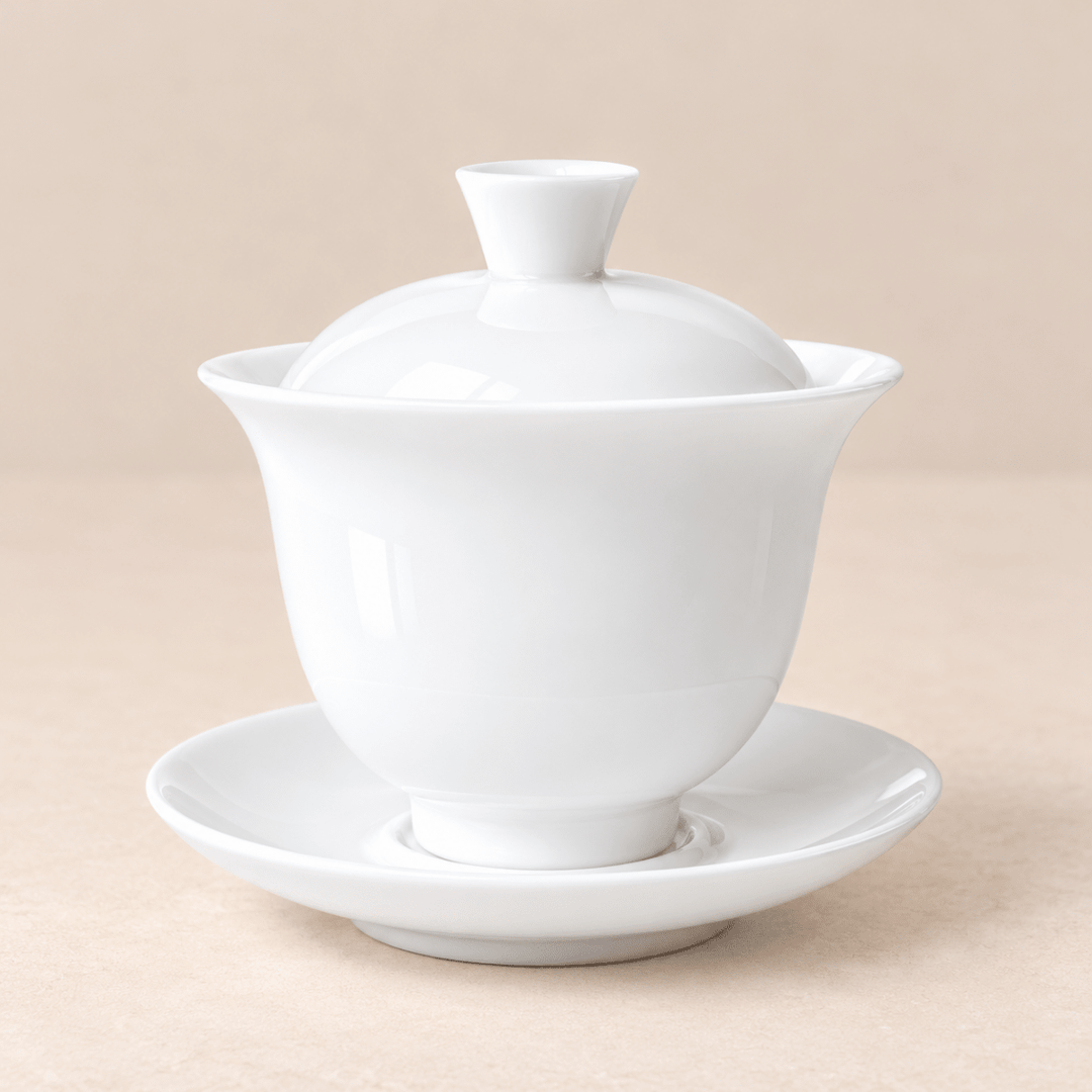 Jingdezhen “Zhe Yao” Graceful Waist Pure White Jade Porcelain Gaiwan - Tea and Whisk