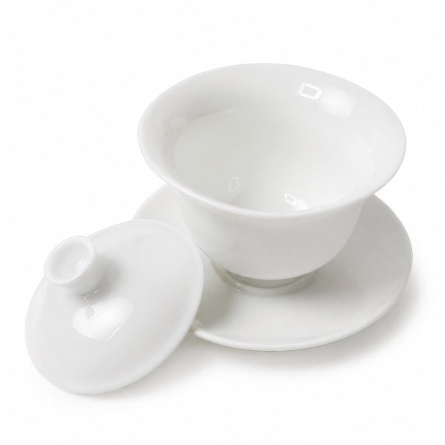 Jingdezhen “Zhe Yao” Graceful Waist Pure White Jade Porcelain Gaiwan - Tea and Whisk