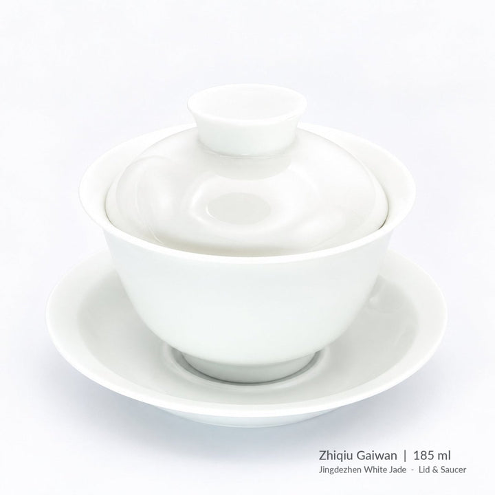 Jingdezhen Zhiqiu White Jade Porcelain Gaiwan – 185ml - Tea and Whisk
