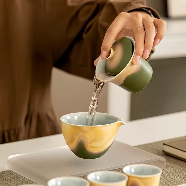 Kiln - Change Glazed Gongfu Tea Set - Mist Mountain Collection - Tea and Whisk