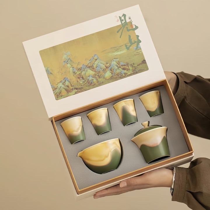 Kiln - Change Glazed Gongfu Tea Set - Mist Mountain Collection - Tea and Whisk