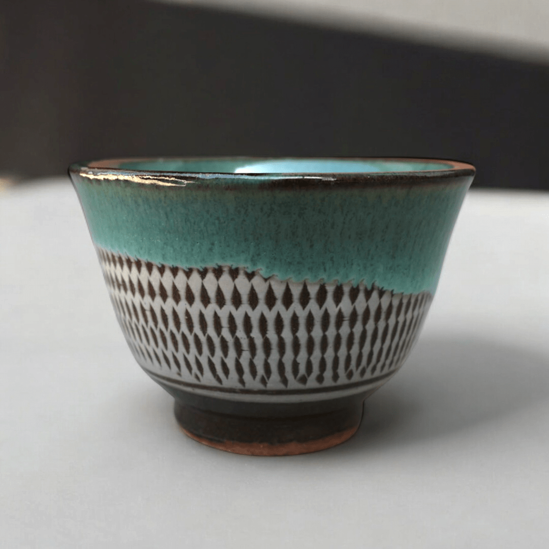 Koshiwarayaki Blue Tobi - Ganna Teacup - Tea and Whisk