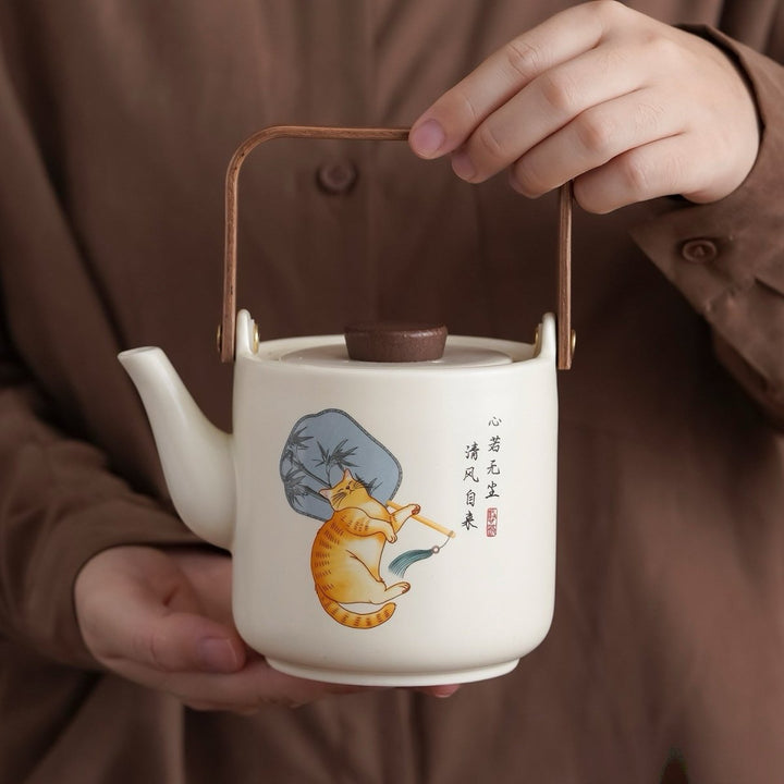 Lazy Cat - Ru Kiln Clay Big Teapot Journey Set - Tea and Whisk