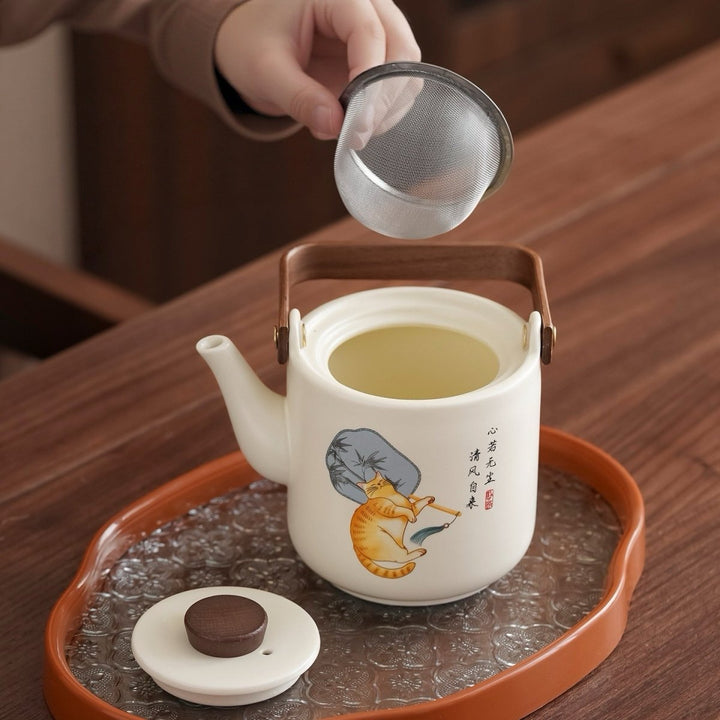 Lazy Cat - Ru Kiln Clay Big Teapot Journey Set - Tea and Whisk