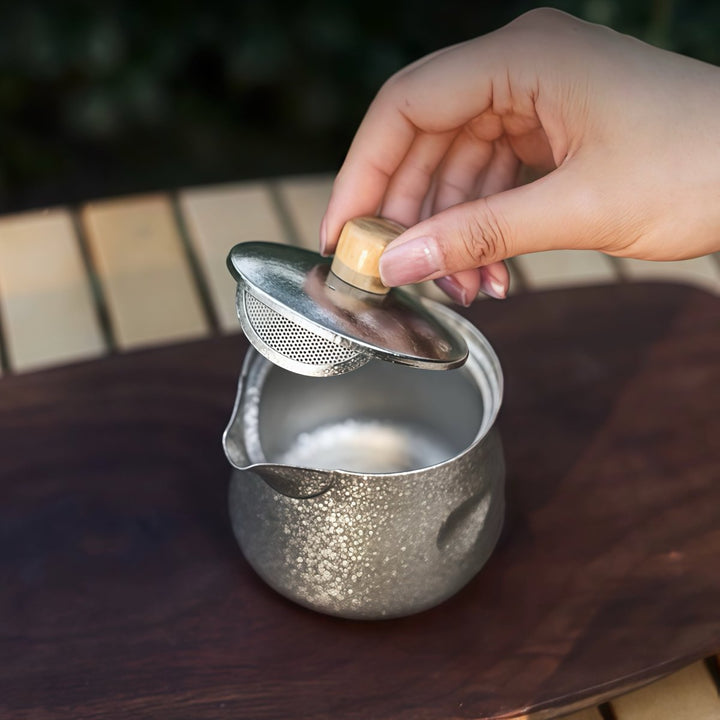 Lifetime Double - wall Silver Titanium Travel Tea Set - Tea and Whisk