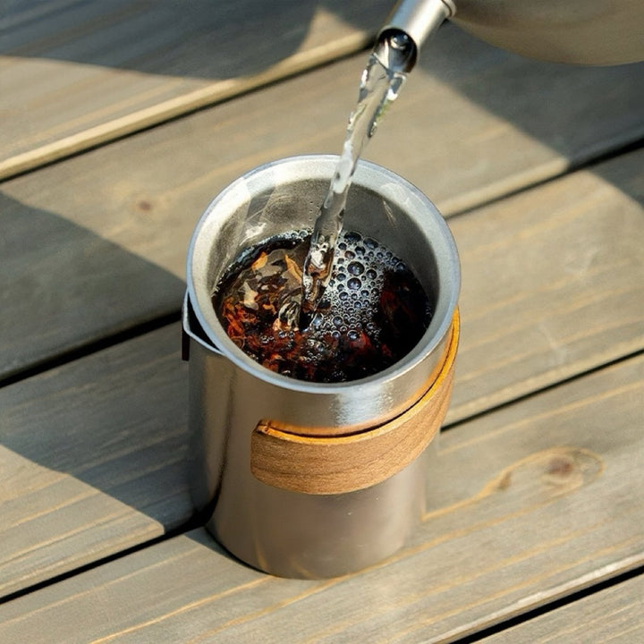 Lifetime Double - Wall Silver Titanium Travel Tea Set - Tea and Whisk