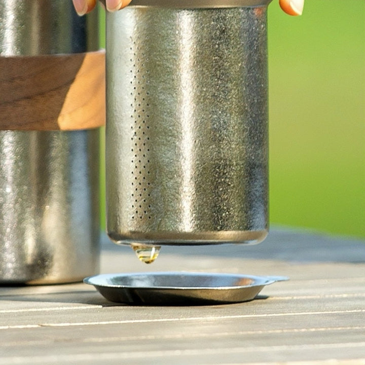 Lifetime Double - Wall Silver Titanium Travel Tea Set - Tea and Whisk