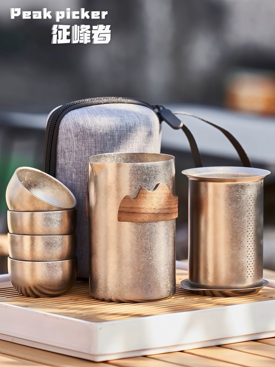 Lifetime Silver Titanium Travel Tea Set - Tea and Whisk