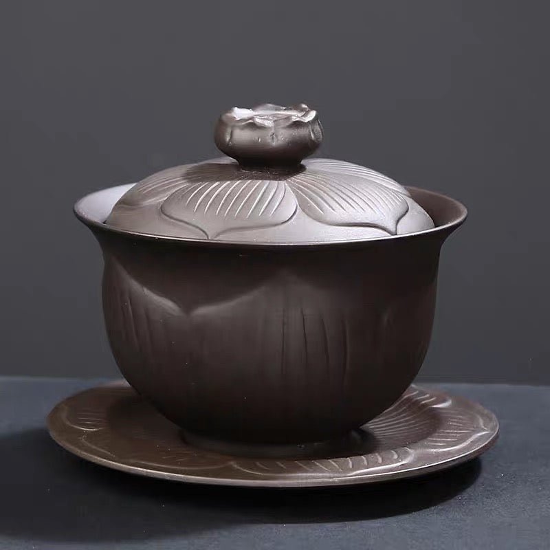 Lotus Black Clay Gaiwan - Tea and Whisk