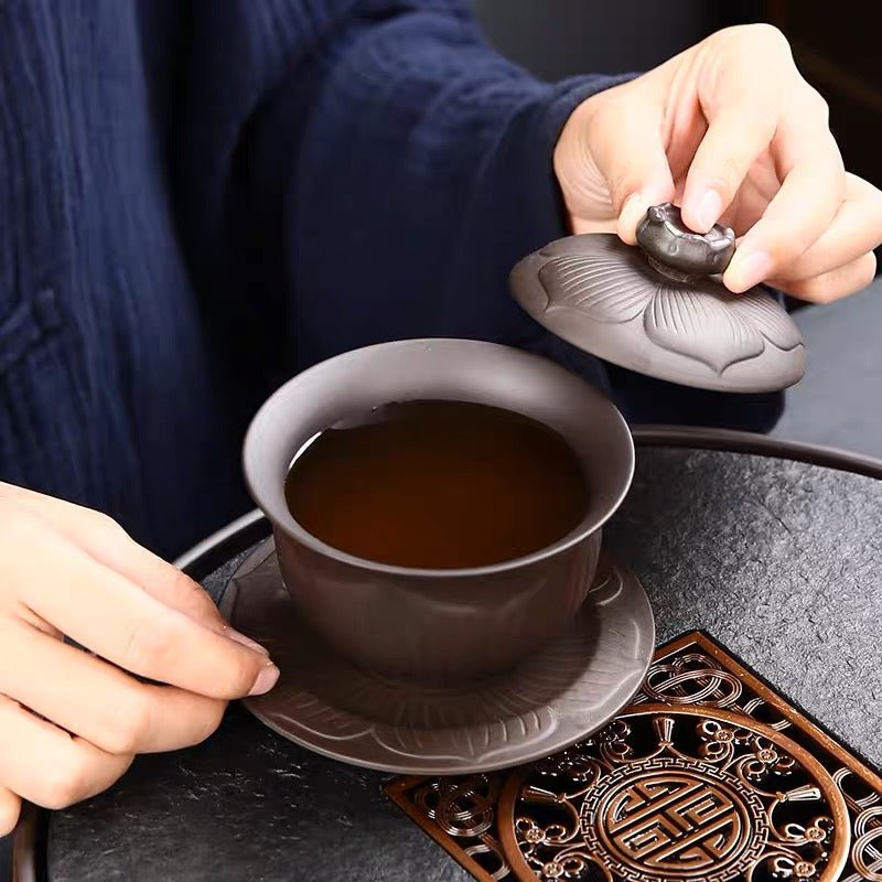 Lotus Black Clay Gaiwan - Tea and Whisk