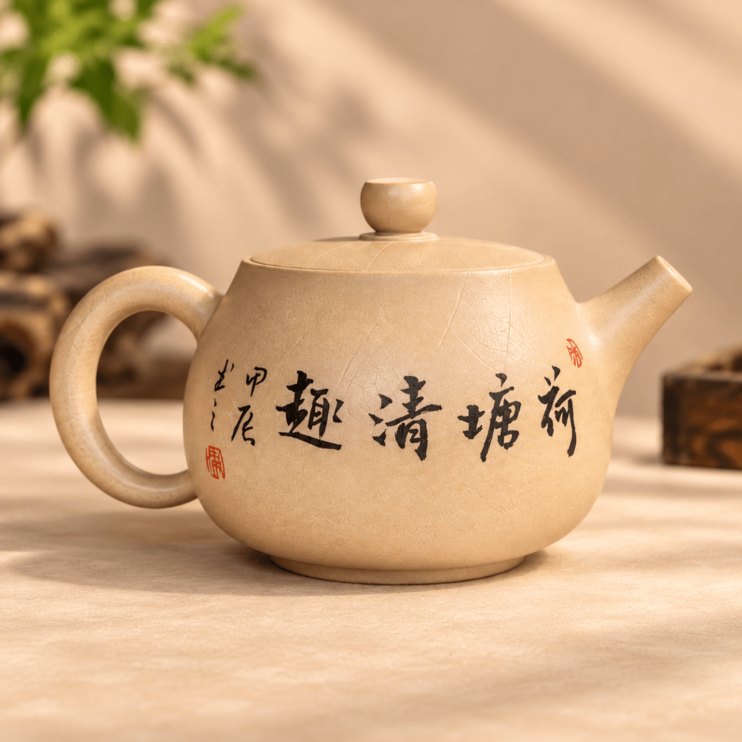 Lotus Pond Serenity Jianshui Handmade Teapot – Rare Beige Clay | 200ml - Tea and Whisk