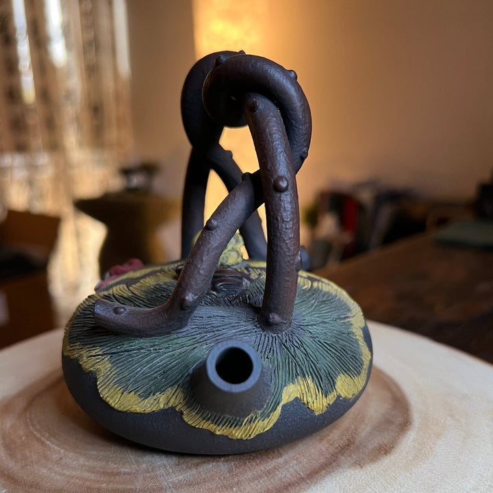 Lotus Vine Harmony-Master Handmade Jianshui Teapot - Tea and Whisk