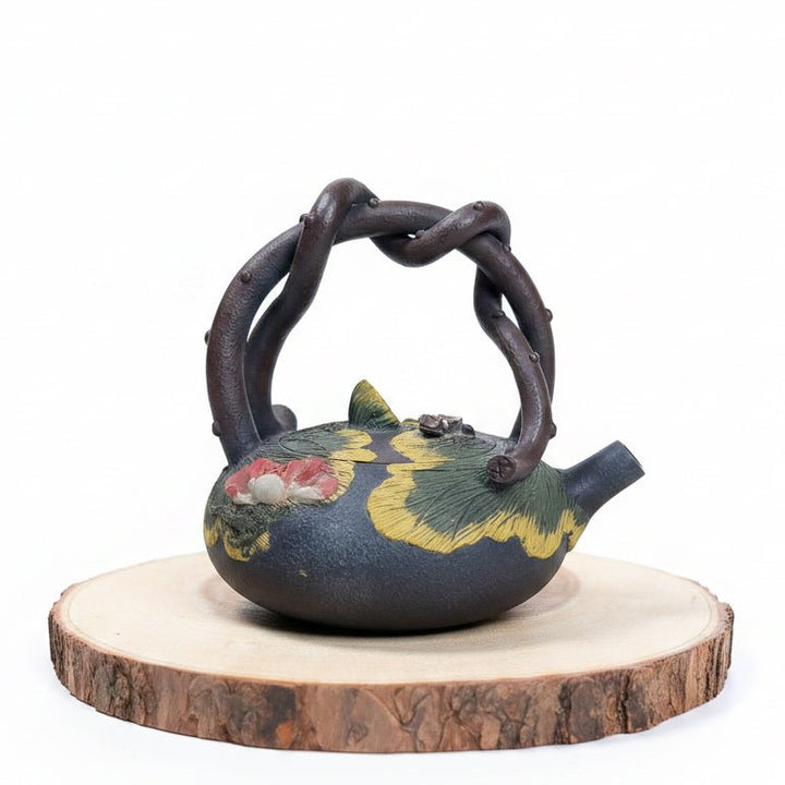 Lotus Vine Harmony-Master Handmade Jianshui Teapot - Tea and Whisk
