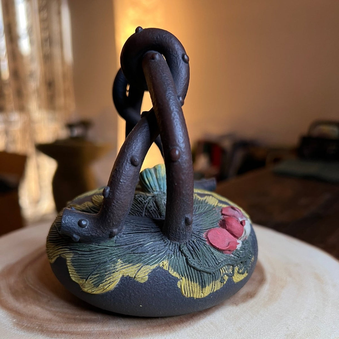 Lotus Vine Harmony-Master Handmade Jianshui Teapot - Tea and Whisk