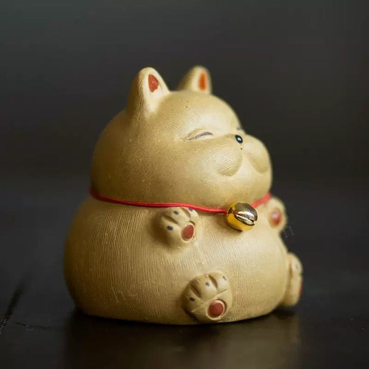 Lucky Cat –Handmade Clay Tea Pet - Tea and Whisk
