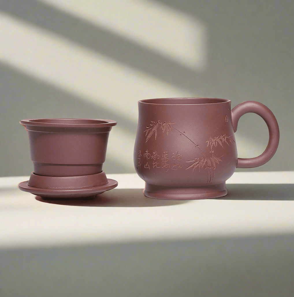 Master Zhou Yixing Premium Clay Mug Set - Tea and Whisk