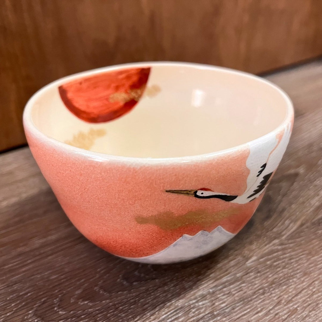 Matcha Bowl Kyoyaki - Cranes - Tea and Whisk