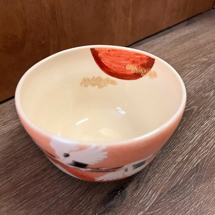 Matcha Bowl Kyoyaki - Cranes - Tea and Whisk