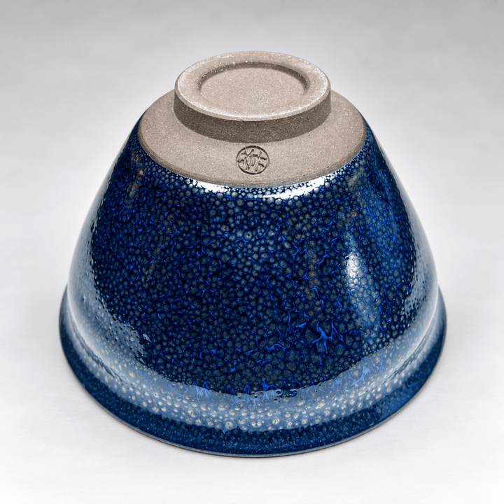 Midnight Blue Crystal Chawan - Kyoyaki Tenmoku Japanese Handmade Matcha Bowl - Tea and Whisk