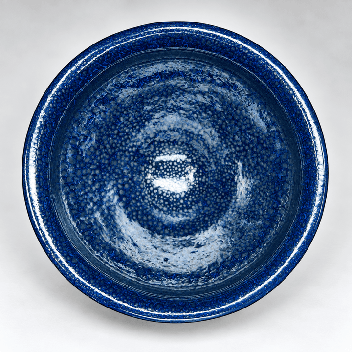 Midnight Blue Crystal Chawan - Kyoyaki Tenmoku Japanese Handmade Matcha Bowl - Tea and Whisk