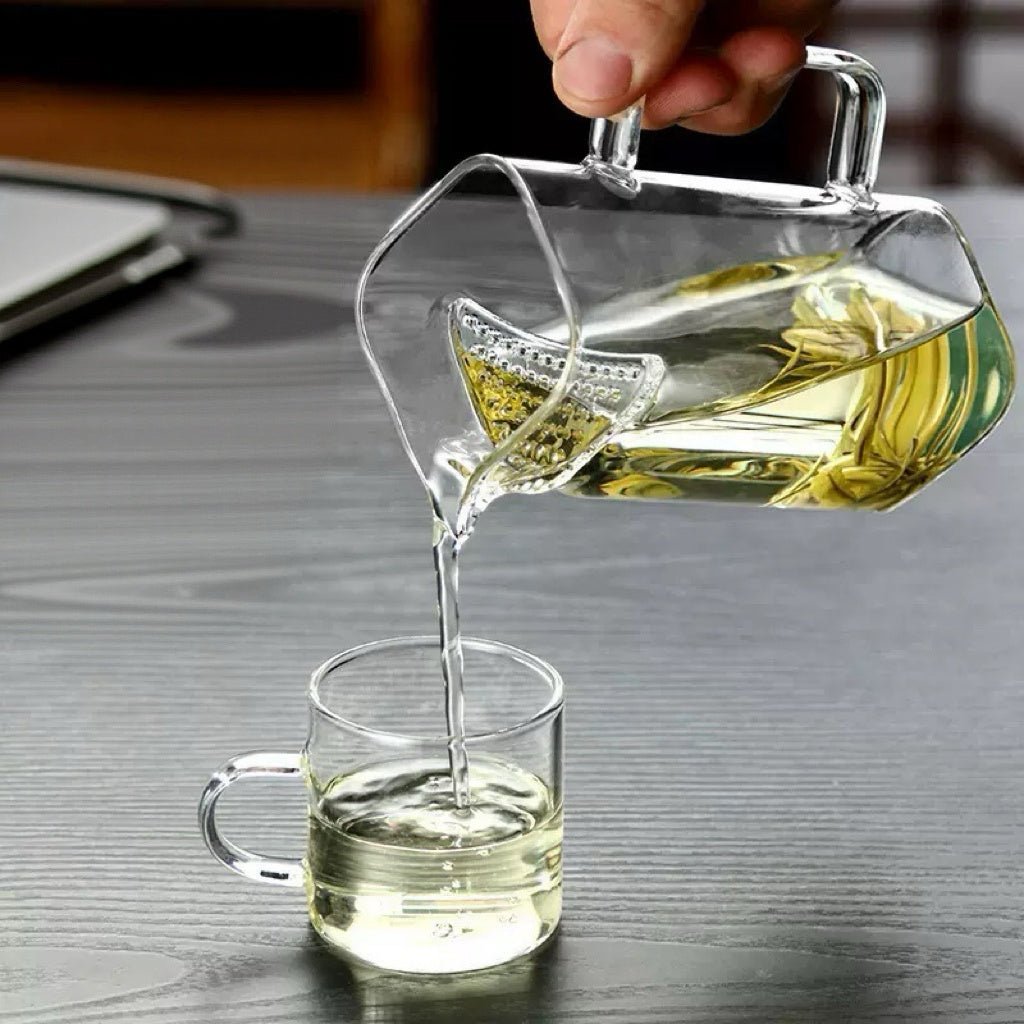 Modern Square Glass Tea Brewer with Strainer - Tea and Whisk