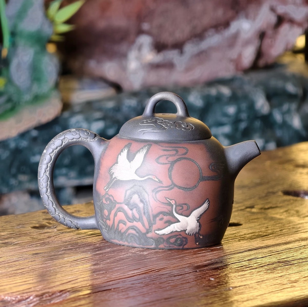 Moonlit Crane Handmade Jianshui Teapot - Tea and Whisk