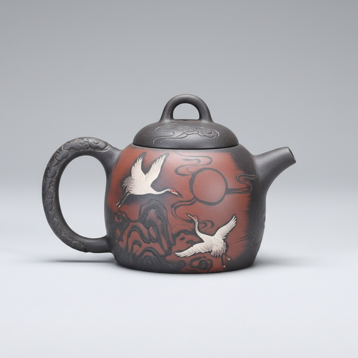 Moonlit Crane- Master Handmade Jianshui Small Solo Teapot
