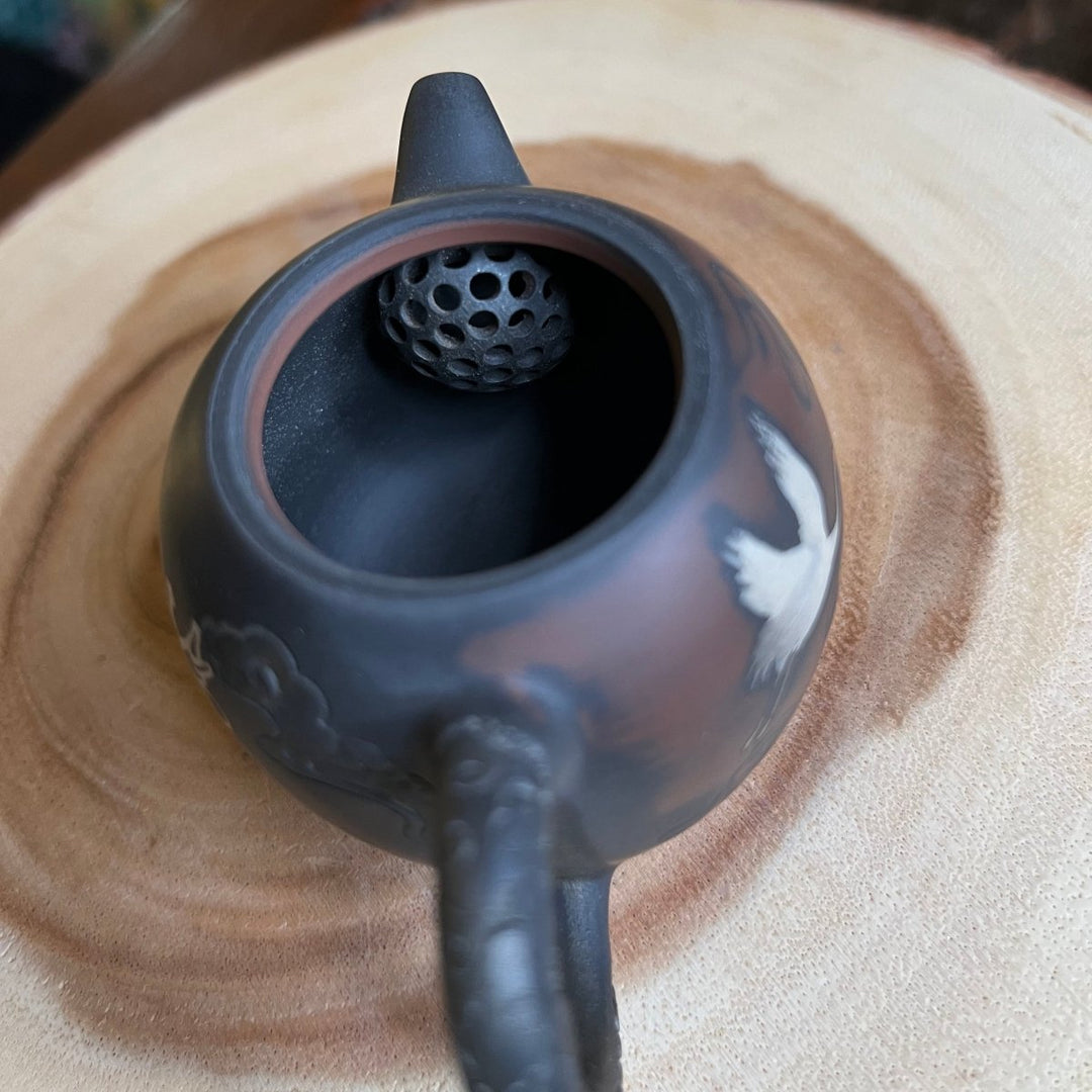Moonlit Crane- Master Handmade Jianshui Small Solo Teapot - Tea and Whisk