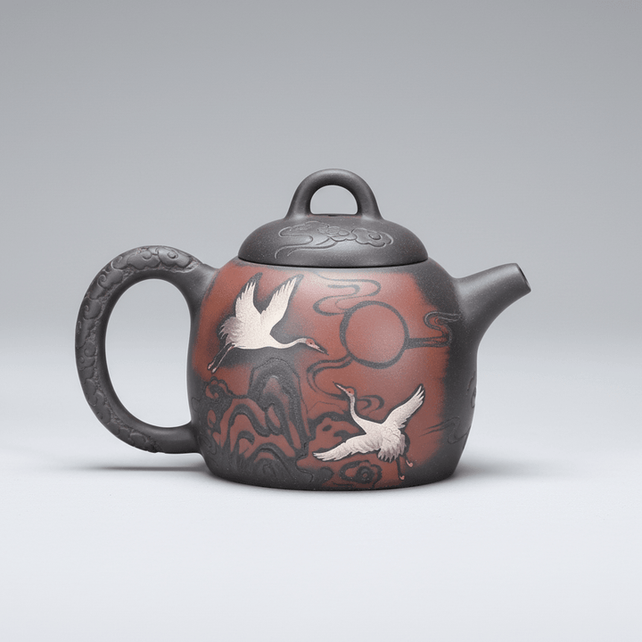Moonlit Crane- Master Handmade Jianshui Small Solo Teapot - Tea and Whisk