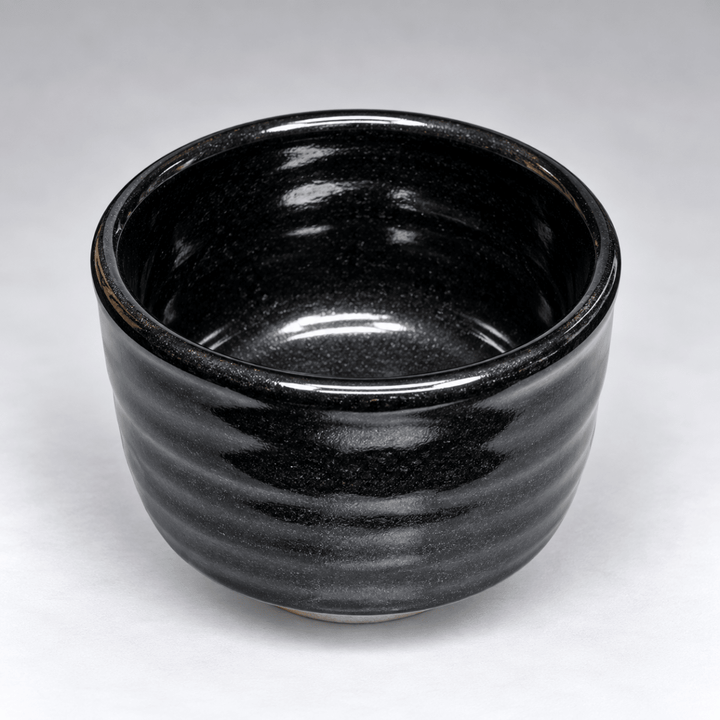Obsidian Ripple - Japanese Handmade Shigayaki Matcha Bowl - Tea and Whisk