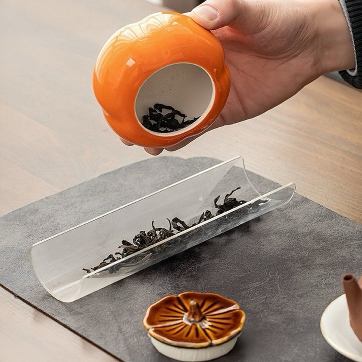 Orange Persimmon Ceramic Canister - Tea and Whisk