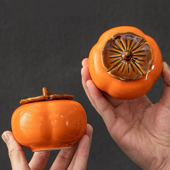 Orange Persimmon Ceramic Canister - Tea and Whisk