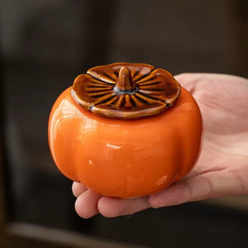 Orange Persimmon Ceramic Canister - Tea and Whisk