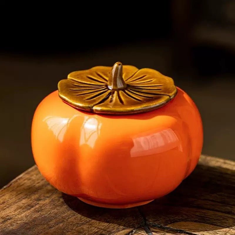 Orange Persimmon Ceramic Canister - Tea and Whisk