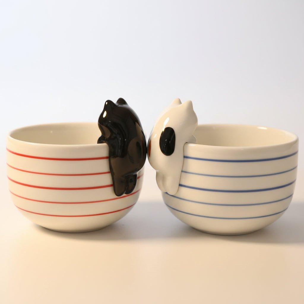 Peekaboo Cat - Japanese Handmade Nagoya Teacup - Tea and Whisk