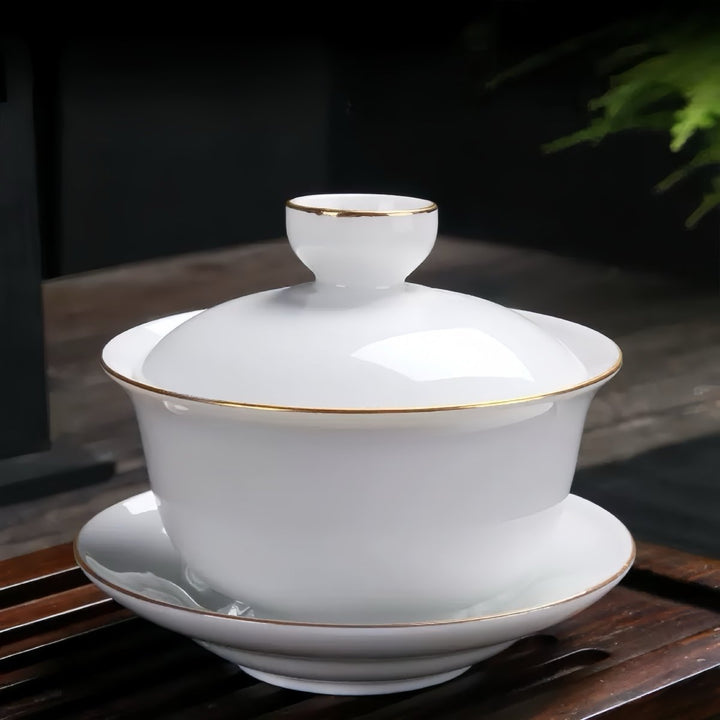 Premium Porcelain Daily Gaiwan Collection - Tea and Whisk
