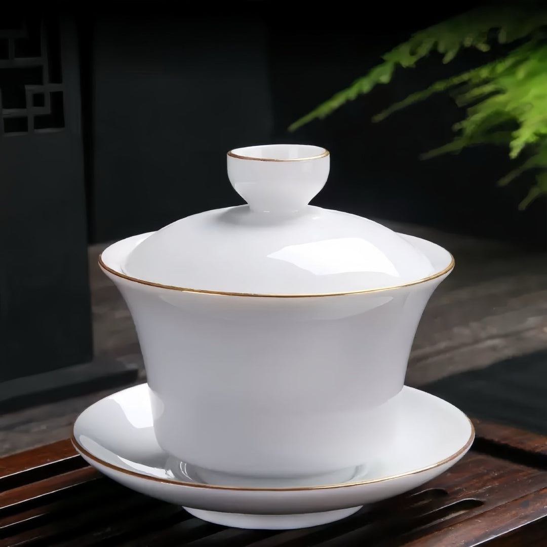 Premium Porcelain Daily Gaiwan Collection - Tea and Whisk