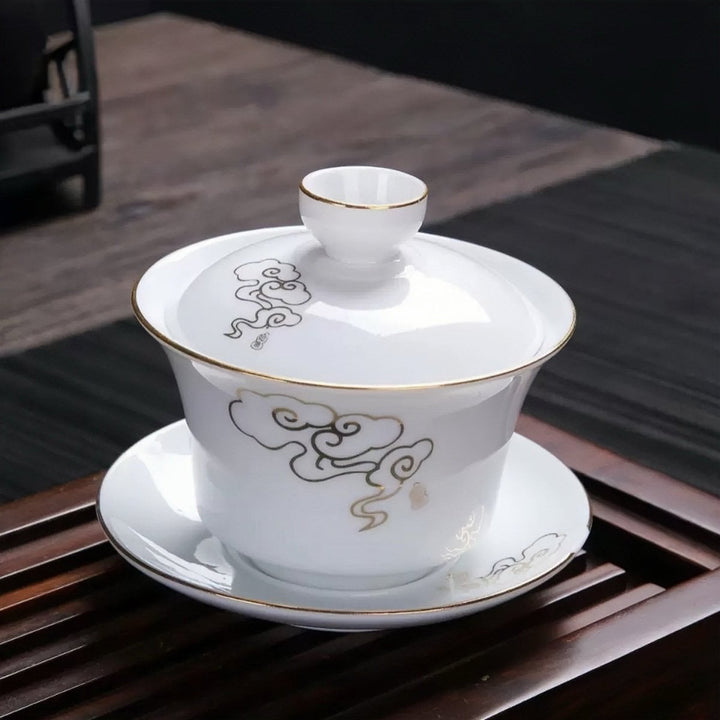 Premium Porcelain Daily Gaiwan Collection - Tea and Whisk