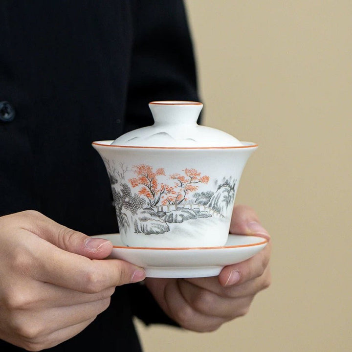 Premium Porcelain Gaiwan - Mountain - Tea and Whisk