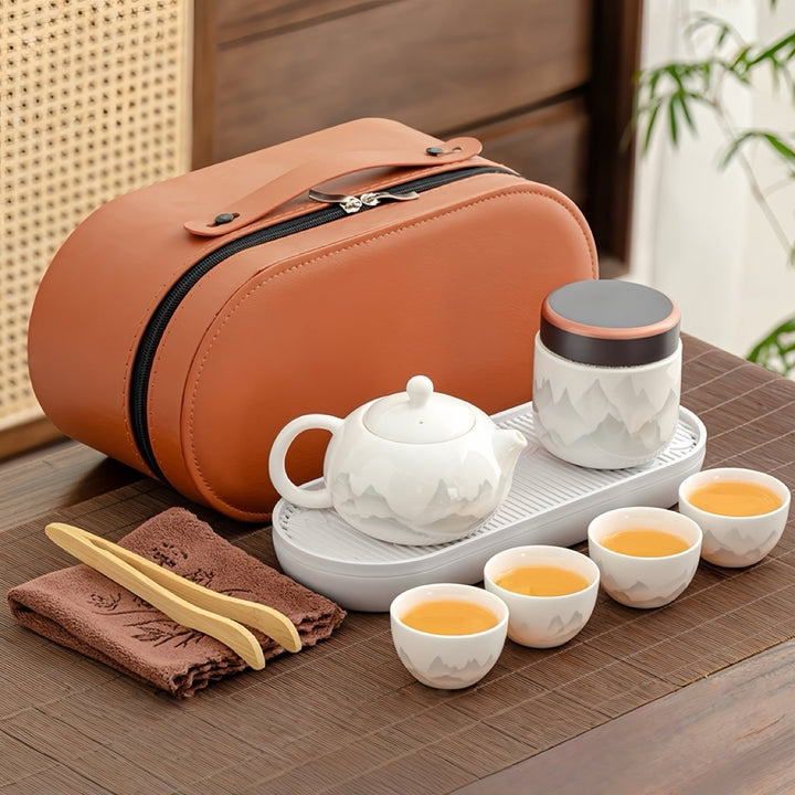 Premium Porcelain Teapot Travel Set - Tea and Whisk