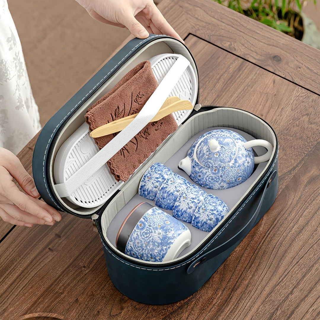 Premium Porcelain Teapot Travel Set - Tea and Whisk