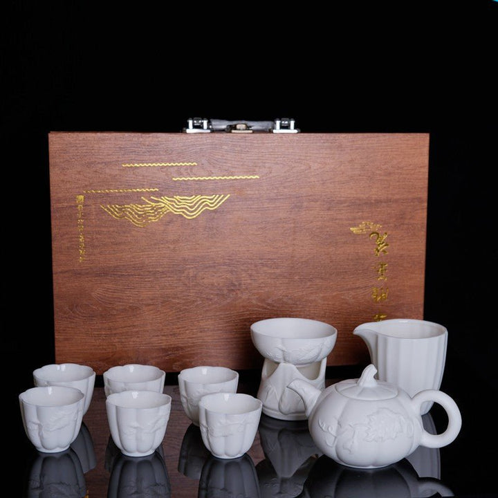 Premium White Jade Gongfu Teapot set - Tea and Whisk